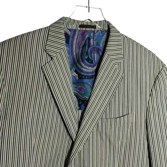ETRO Mens striped Blazer Jacket size 52 R 42R Gray stripes sport coat - Picture 5 of 9